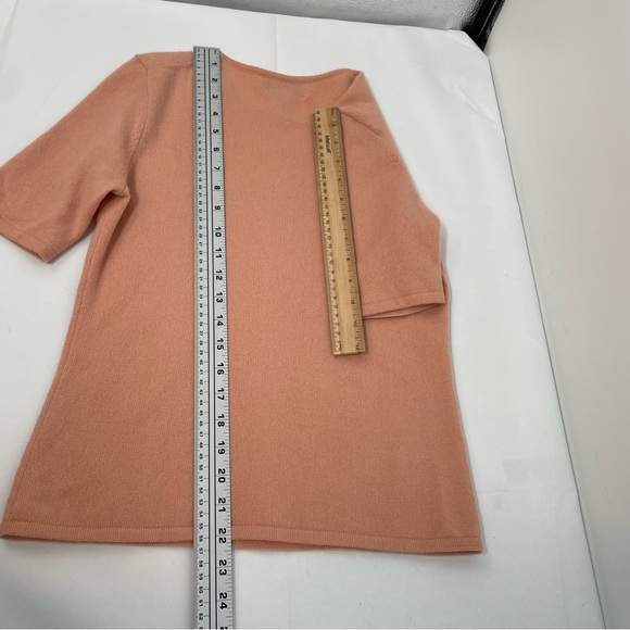 Cashmere Collection Saks Fifth Avenue Short Sleeve Top Size S Dusty Coral - Picture 7 of 7